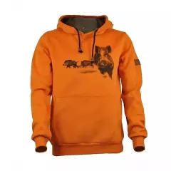 Mikina C.I.T. s kapucí a potiskem - motiv zvěř, oranžová