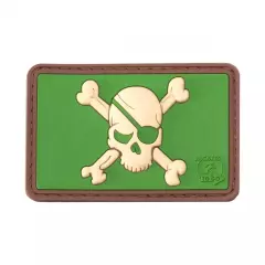 JTG Nášivka gumová JTG Pirate Skull 70x45mm, zelená