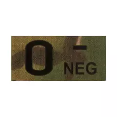 Nášivka Clawgear krevní skupina 0-Neg IR Patch, Multicam